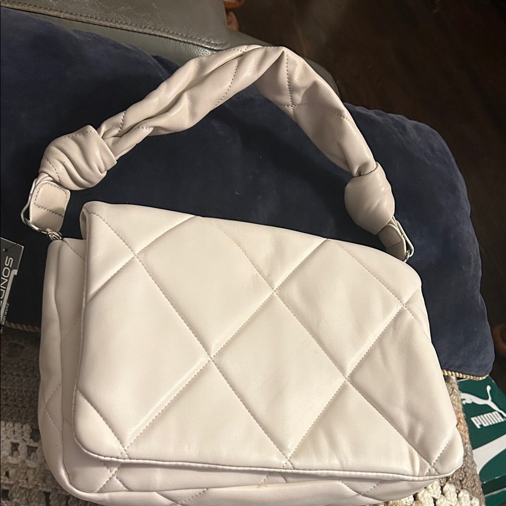 Sondra Roberts Cream Quilted Shoulder Bag